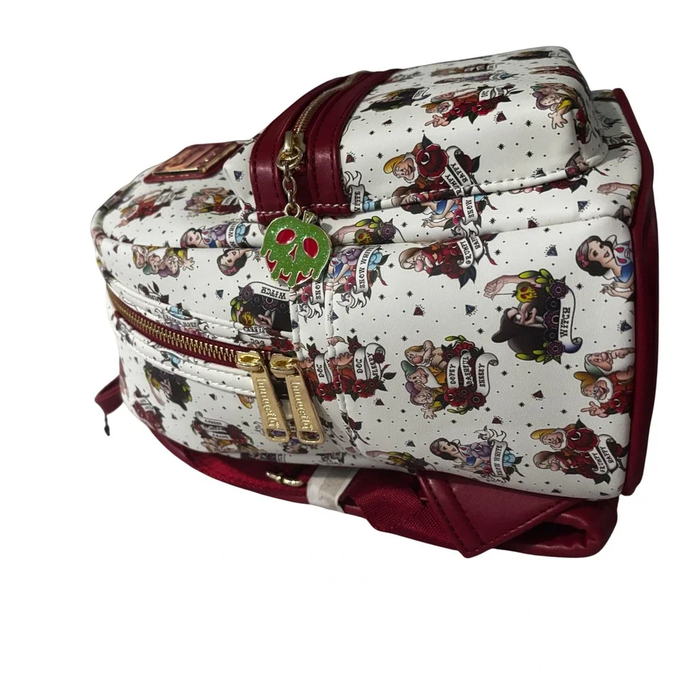 Disney Loungefly Snow White Tattoo Mini Backpack Seven Dwarfs Witch White Red